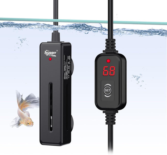 hygger 50w mini submersible heater for 5-10 gallon betta aquarium with digital display controller