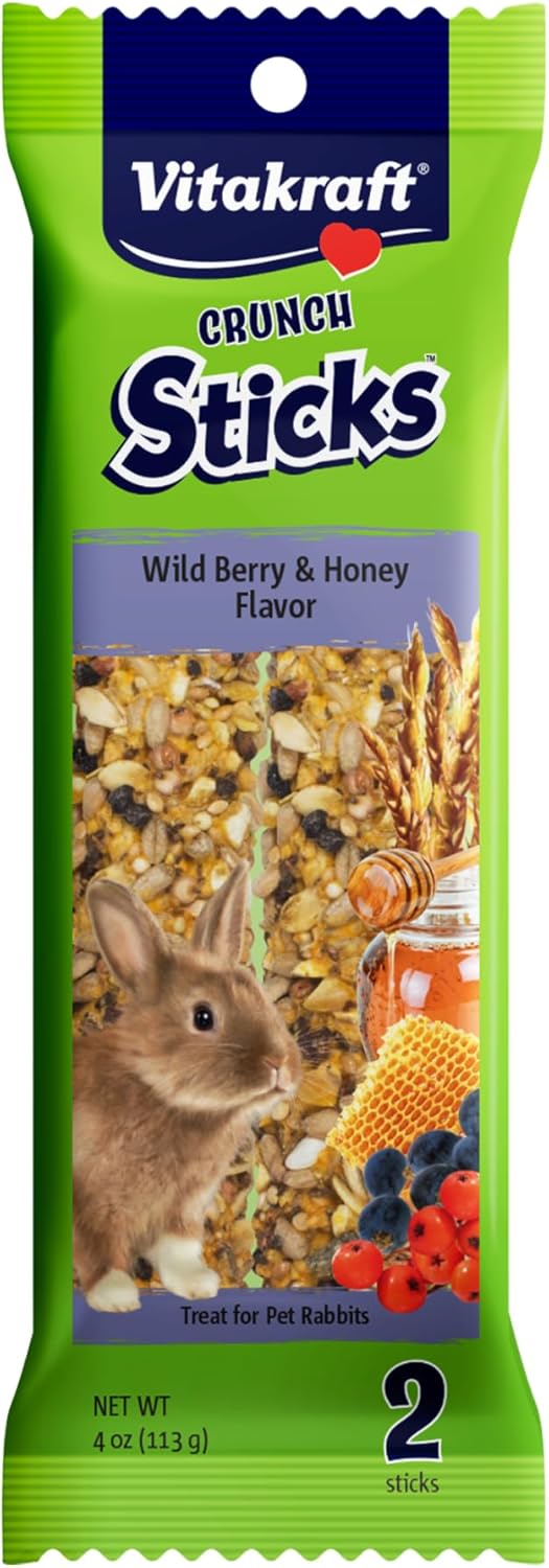 Vitakraft Crunch Sticks Rabbit Treats Wild Berry and Honey Flavor with Natural Grains and Honey