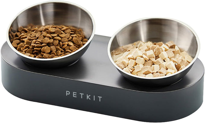 petkit 304 stainless steel elevated cat and dog bowls, non-slip, anti-vomiting, 15° tilted, dishwasher-safe