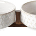 Le Tauci Acacia Wood Stand Dog Bowl Set with 1.5-Cup Ceramic Bowls for Small Dogs and Cats, Non-Slip Base