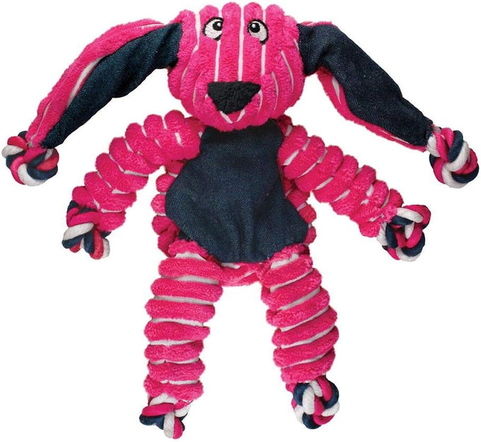 Kong Floppy Knots fox medium large dog tug toy with internal knotted rope and minimal stuffing