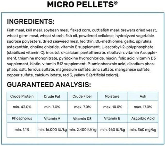 Hikari Tropical Micro Pellets for small-mouthed tropical fish, 1.58 Oz, pack of 2, 2 items, multi-colored granules
