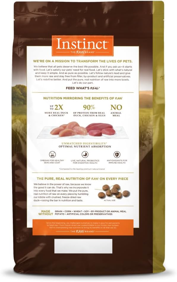 Instinct ultimate natural grain free dry cat food with cage free duck 4 lb bag for feline nutrition