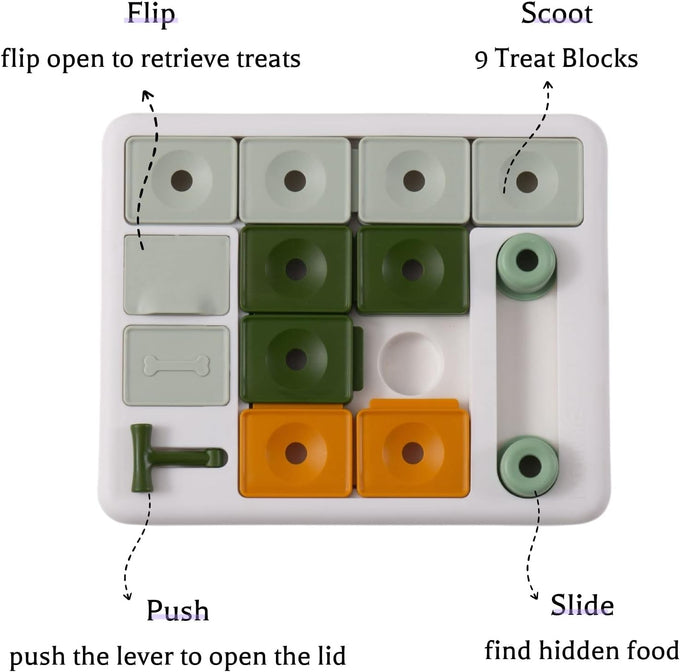 Barkwhiz dog puzzle toy with 3 levels, suitable for bored and smart dogs, treat puzzle for all breeds