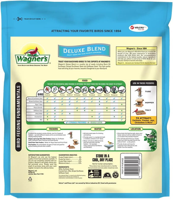 Wagner's 10 lb bag Deluxe Wild Bird Food, sunflower and general purpose seeds, USA made