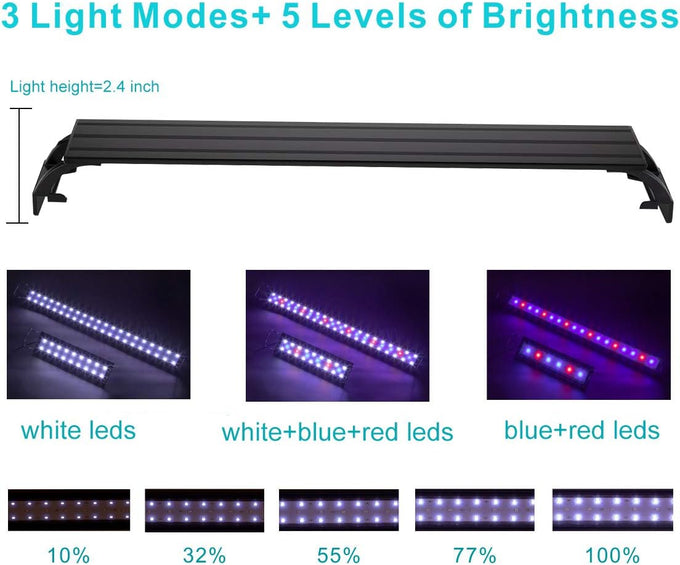 hygger 20w full spectrum aquarium light for freshwater fish tank 30-36 inch with aluminum alloy shell and external controller