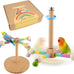 360°Rotating Bird Perch for Parrots, Wooden Stand for Small to Medium-sized Birds, 2-in-1 Cage and Tabletop Toy