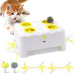 Cheese Box Interactive Cat Toy, 3-in-1 Whack a Mole Feather Toy for Indoor Cats, 4 Holes Kitten Toy, Yellow