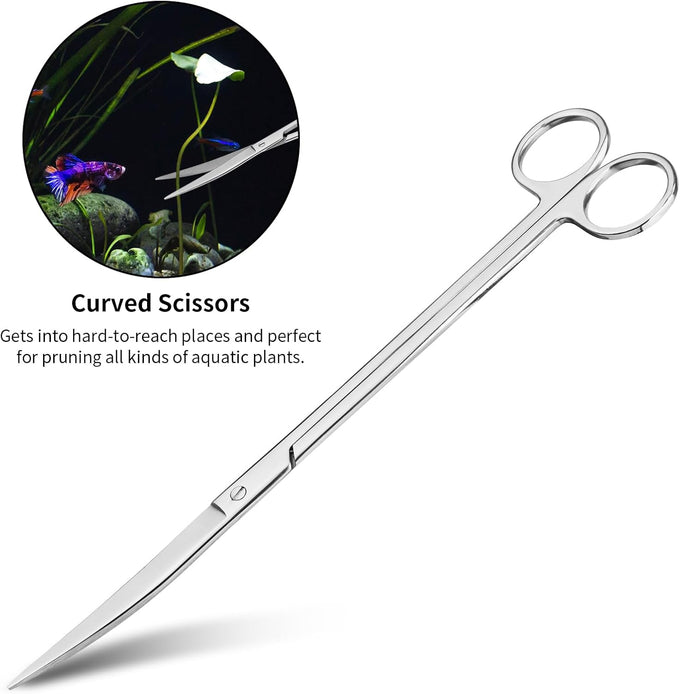 ohtomber aquascape 4pcs terrarium supplies with long tweezers, feeding tongs, aquarium scissors, and algae scraper