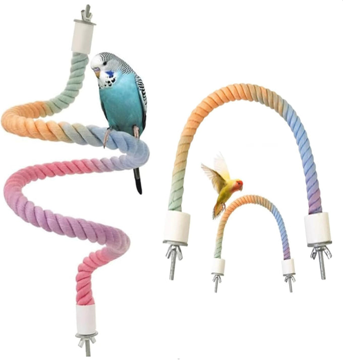 3PCS Bird Perch Gradient Ropes for Parrot Cages Climbing Ropes, Soft Cotton Material Double Swing Toy