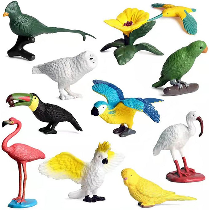 10-piece plastic parrot model toys, flamingo bird figurine collectibles, kid-friendly educational playset