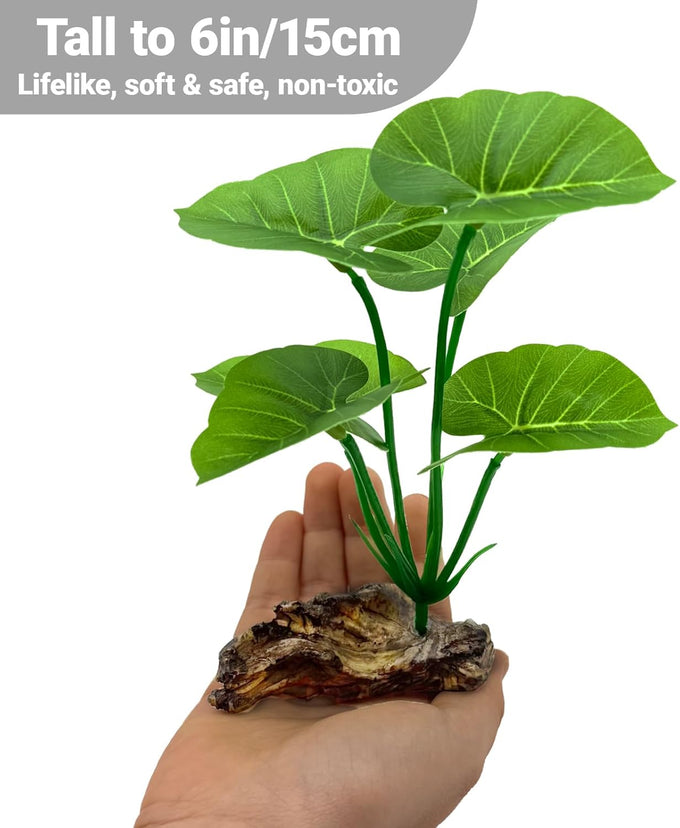 2-pack artificial silk aquarium plants for betta fish tank decorations, goldfish, reptile terrarium accessories, gold