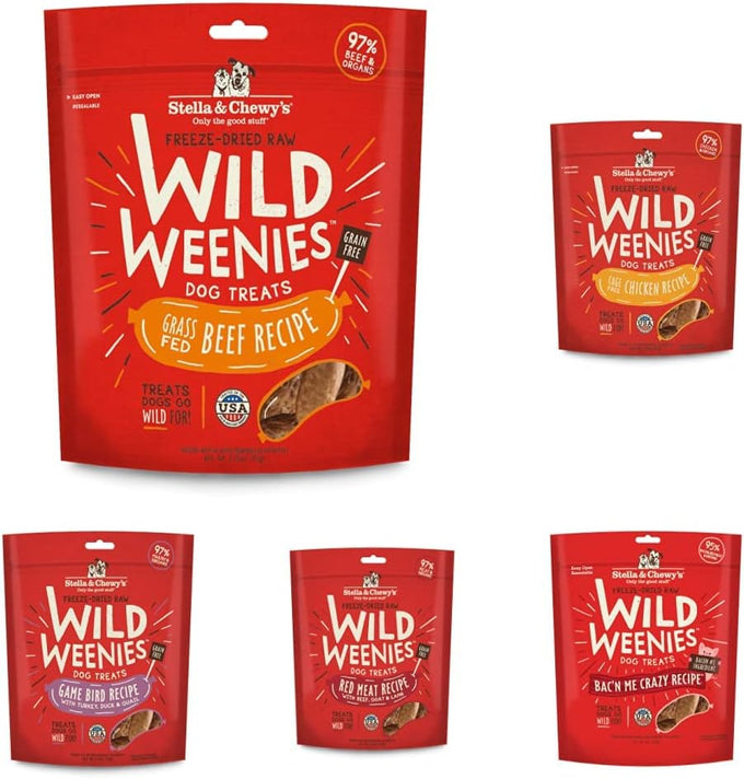 Stella & Chewy's Freeze-Dried Raw Wild Weenies Dog Treats, High-Protein, All-Natural, Grass-Fed Beef