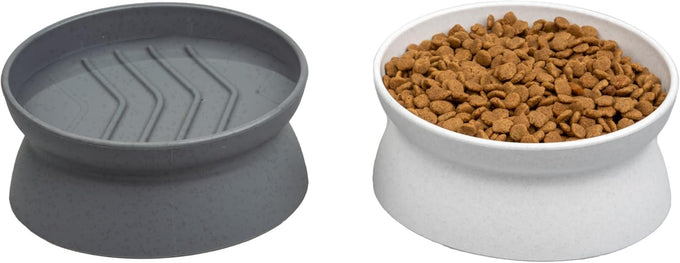 Kitty City elevated cat food & water bowls, set of 2, teal & light pink, 6.5 oz each, dishwasher safe, modern pedestal design