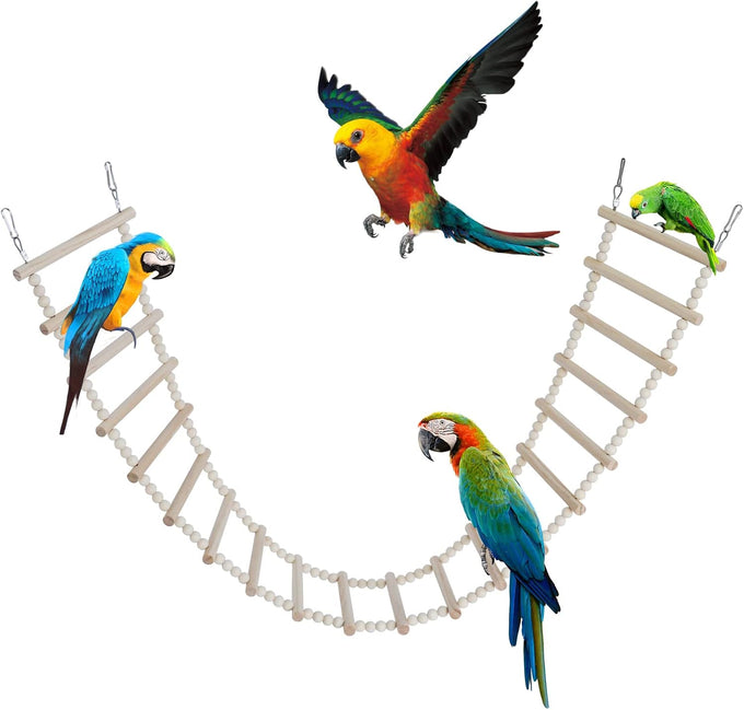 wooden bird hamster climbing swing toys cage accessories parrots hamsters parakeets cockatiels 20 steps