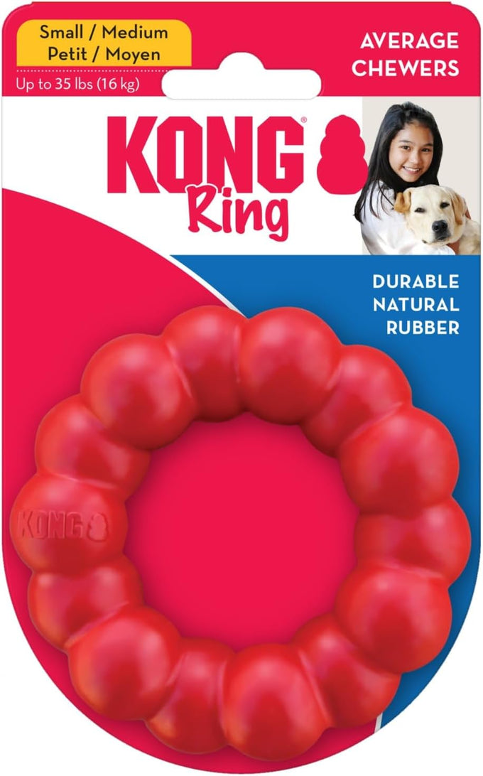 Kong natural rubber ring toy for small to medium dogs supports dental health and playtime