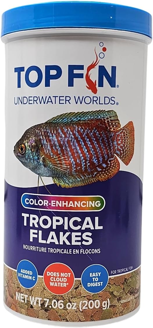 Top Fin Tropical Fish Food Flakes Color Enhancing, 7.06oz, 7.06 oz Size, Easy to Digest
