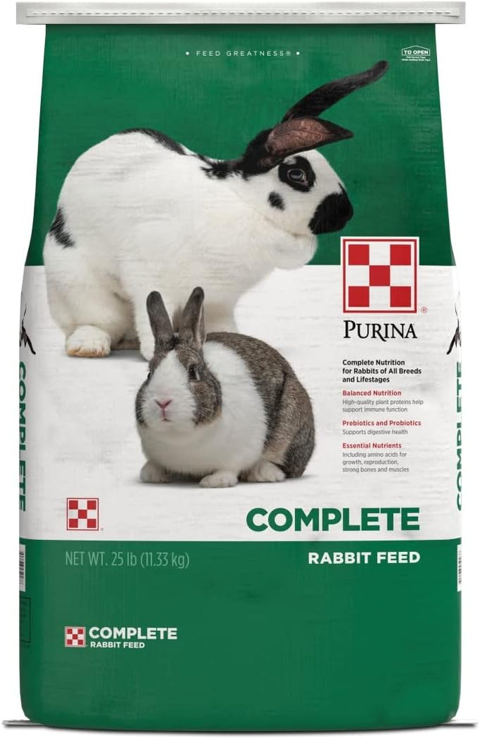 Purina Complete Rabbit Feed, 25 lb, 100% Daily Nutrition for All Ages, No Fillers or Artificial Colors
