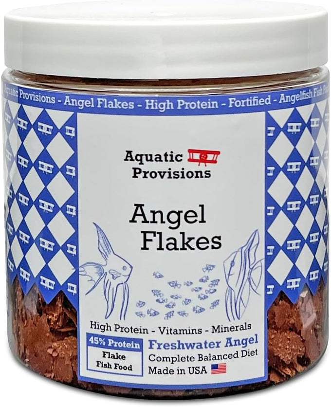 Aquatic Provisions Angel Flakes Fish Food 1 oz, High Protein Formula for Freshwater Angelfish