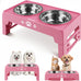 Jovrun elevated dog bowls for medium large size dogs, non-slip feeder with 2 food water bowls, 5 heights adjustable raised bowls stand