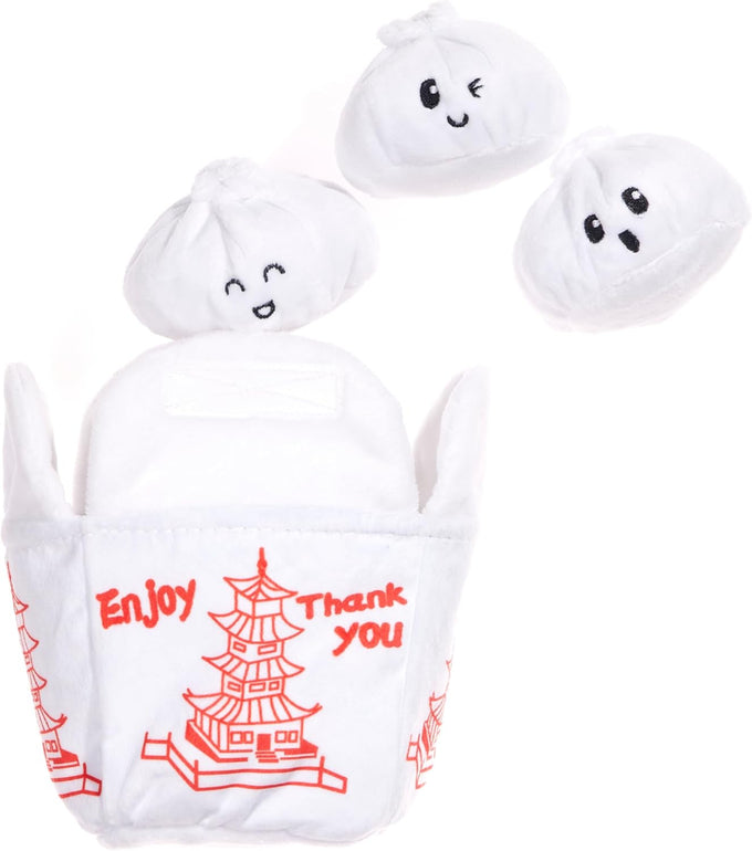 Andi's Dumpling Large 2 in 1 Interactive Dog Toy with Plush Exterior and Squeaker, Teaser Ball Inside for Large Dogs