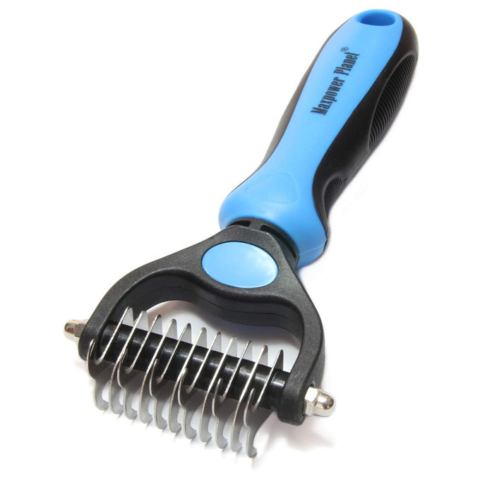 Maxpower planet original pet grooming rake - dual-sided deshedding dematting tool with extra-wide dog grooming brush for long hair, reduces shedding 95%