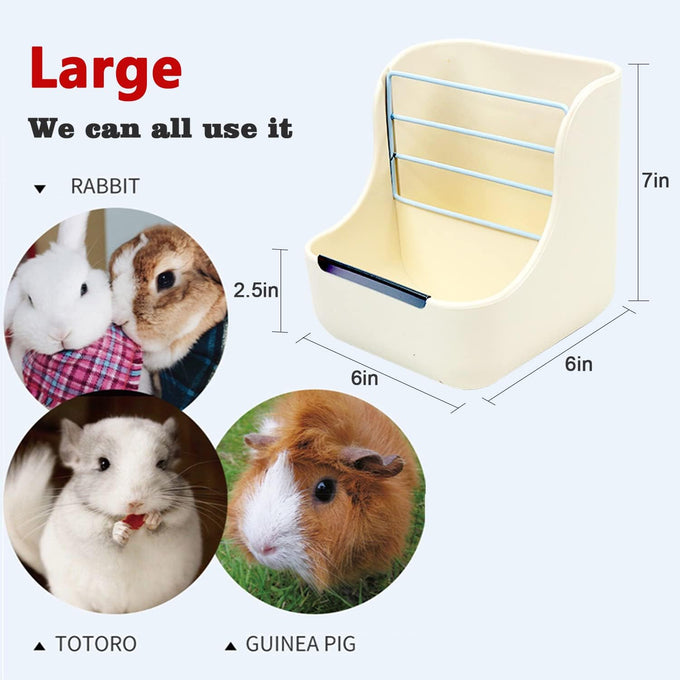 hercocci large white rabbit hay food bin feeder and bunny water bottle set with 500ml hanging dispenser