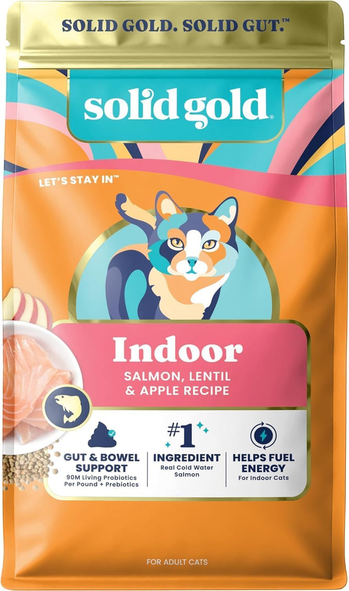Solid Gold Alaskan Pollock High Protein Dry Cat Food - Grain Free, Gluten Free, Probiotics, Omega 3, Low Carb Kibble - All Ages, 12LB