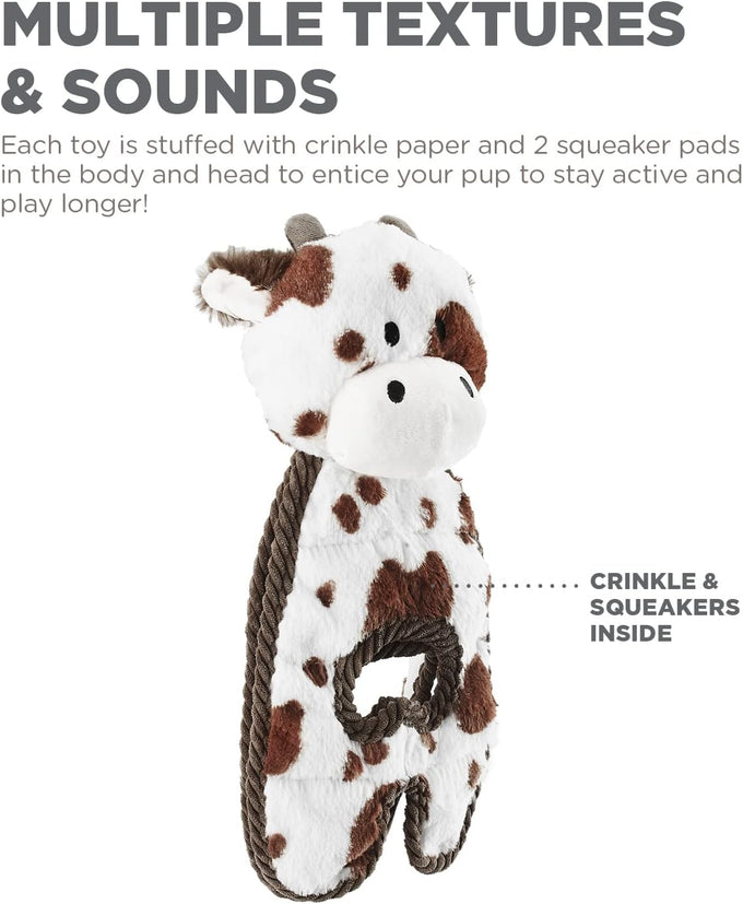 outward hound charming pet cuddle tugs cow plush squeaky dog toy 26 inches durable