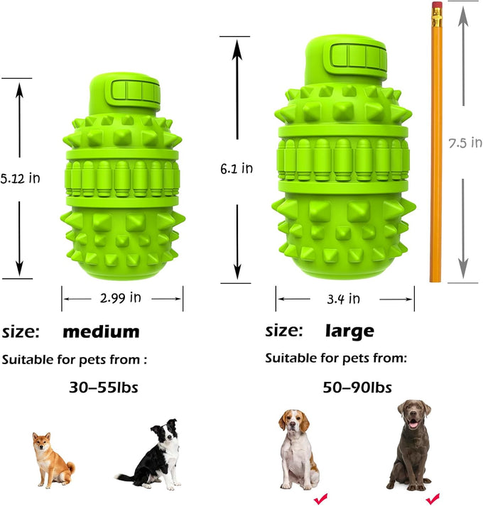Piffzedo Green Large Natural Rubber Dog Squeaky Toy for Aggressive Chewers