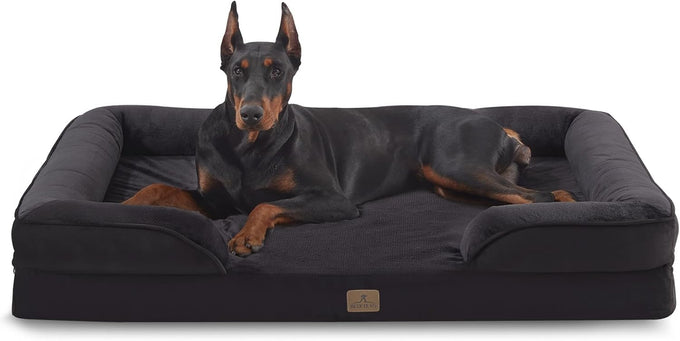 Bedfolks Orthopedic Dog Sofa Bed for Small Dogs, Waterproof Egg Foam Couch with Removable Washable Cover, Light Grey, 24"x18"x6"