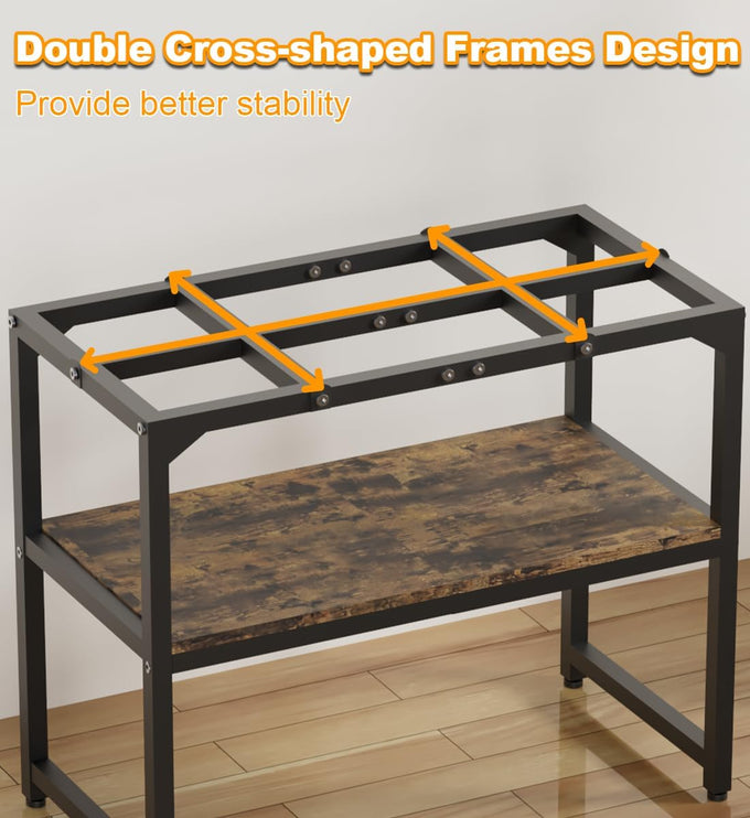mondazie 20 gallon high rimless fish tank stand with shelf black 24" l x 12" w x 20.5" h
