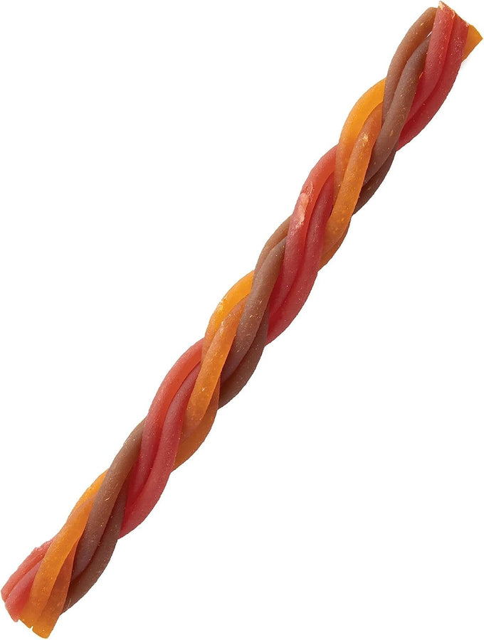 DreamBone triple flavor twisties, 25 count, rawhide-free, real beef, pork, and chicken