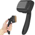Dipoo self-cleaning shedding brush for dogs, cats, and puppies, skin-friendly grooming tool for long and short haired pets, black