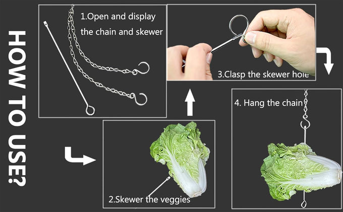 304 Stainless Steel Chicken Vegetable Hanging Feeder Toy for Hens Pet Chicken Veggies Skewer Fruit Holder