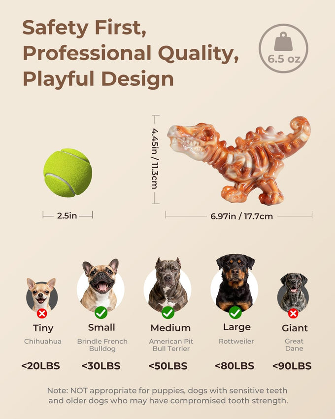 2 pack indestructible nylon dog chew toys, bacon flavor, heavy duty, long lasting for large dogs 20-90 lbs