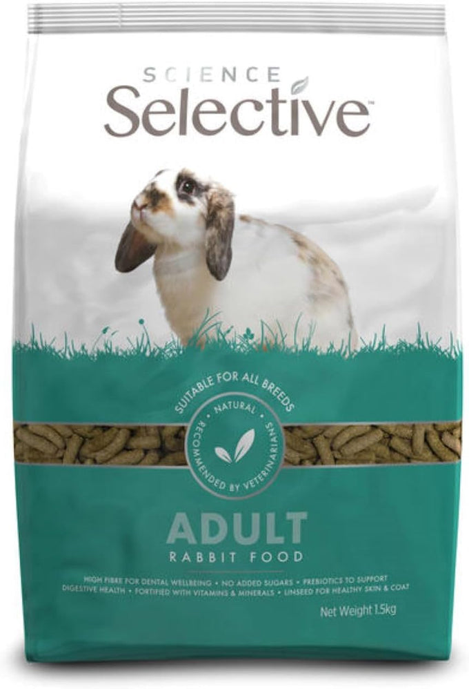 Supreme Petfoods Science Selective Adult Rabbit Food 1.5kg Hay-Free Formula Suitable for Rabbits