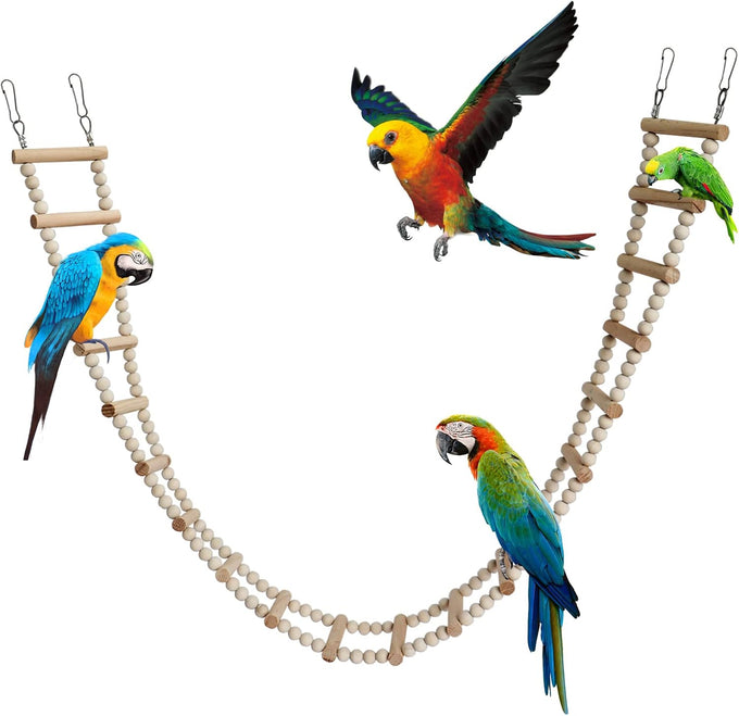 wooden bird hamster climbing swing toys cage accessories parrots hamsters parakeets cockatiels 20 steps