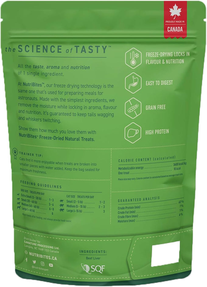 Nutri Bites 100% single ingredient beef liver dog and cat treats, high protein, 17.6 oz