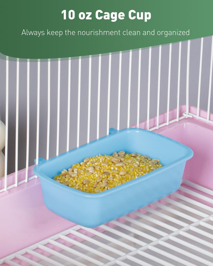 pawfly hanging feeder for small pets, 6 plastic keepers for cages and coop cups