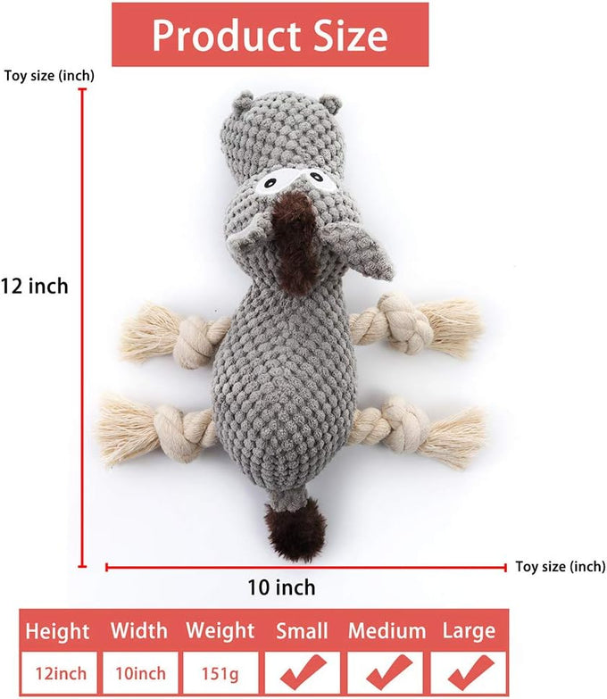 Sedioso Donkey Squeaky Dog Toy, Grey, Lightweight, Natural Cotton, Waterproof, for Small to Large Dogs