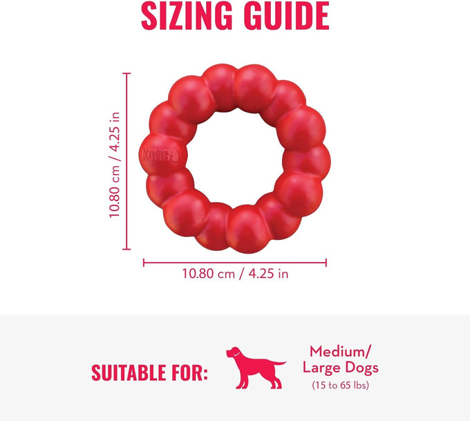 kong natural rubber ring toy for medium large dogs - durable chew toy supports healthy dental habits