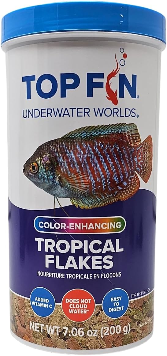 Top Fin Tropical Fish Food Flakes Color Enhancing, 7.06oz, 7.06 oz Size, Easy to Digest