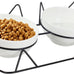  Raised Ceramic Cat Bowl Set with 15° Tilt, Double Ceramic Bowls, Easy Clean for Indoor Cats