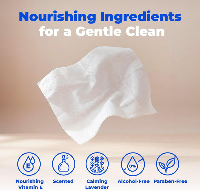 Large 8x9 Pet Wipes - Gentle Lavender Vitamin E Formula for Puppies and Cats - 100 Count