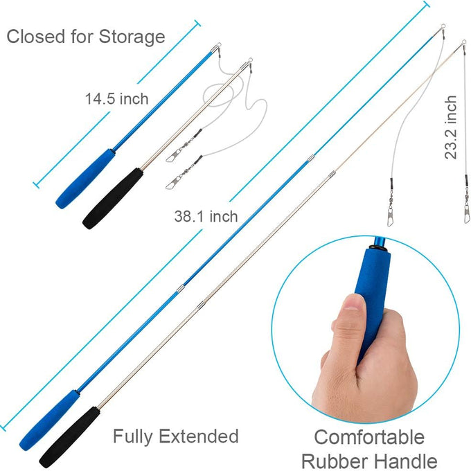 Jiaron 2PCS Retractable Cat Wand with 10PCS Bell Refill Teasers for Kitten Exercise