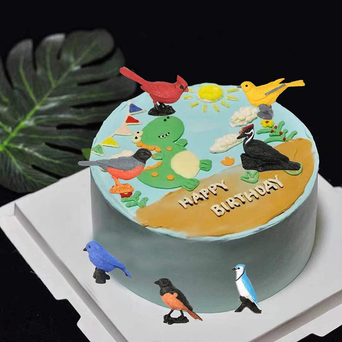 Morofme 7pcs Miniature Birds Figurine Cake Toppers for Birthday Party Decorations
