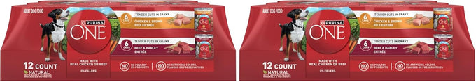Purina ONE Tender Cuts Wet Dog Food Variety Pack, 12 ct