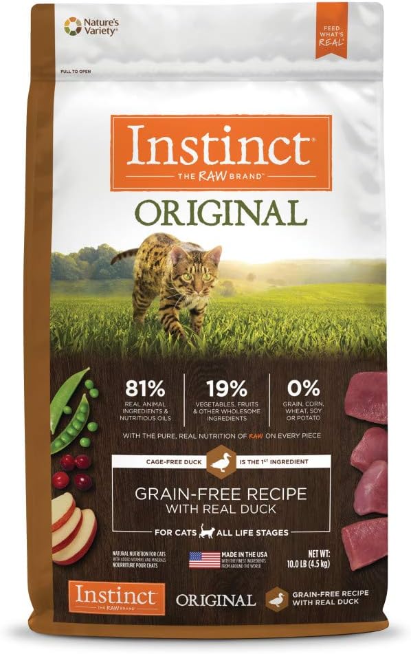 Original Duck Dry Cat Food, Grain-Free, Cage-Free, 81% Real Animal Ingredients, 10 lb Bag