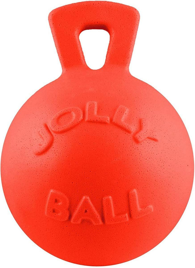 Jolly Pets Tug-n-Toss heavy duty dog toy ball with handle, 8 inches, large size, blueberry color